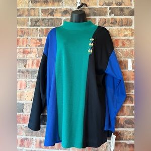 Vintage Company Collection Oxford League Long Sleeve Sweater Women's Size L NWT